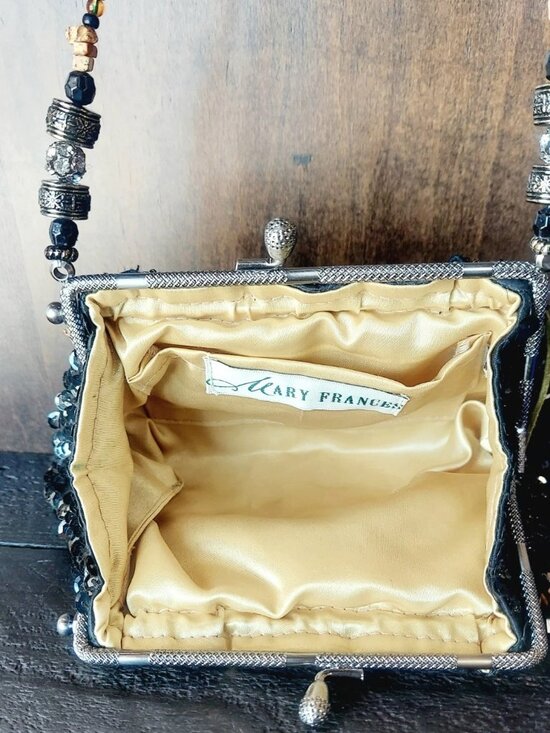Mary Frances Beaded Sequin Floral Leaf Small Evening Bag